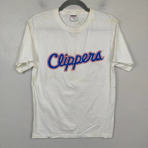 Vintage Clippers Autographed T-Shirt Mens Small White Logo‎ Signed Y2K - Picture 1 of 9